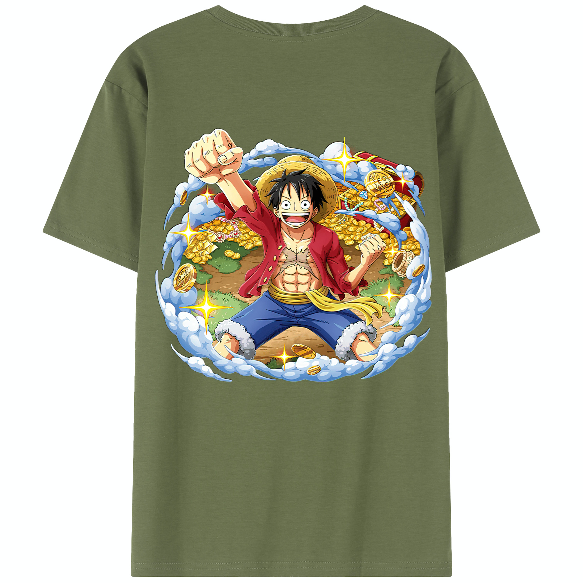 ワンピース モンキー・D・ルフィ ONE PIECE Monkey D. Luffy 綿100％半袖Tシャツ（背面プリント）